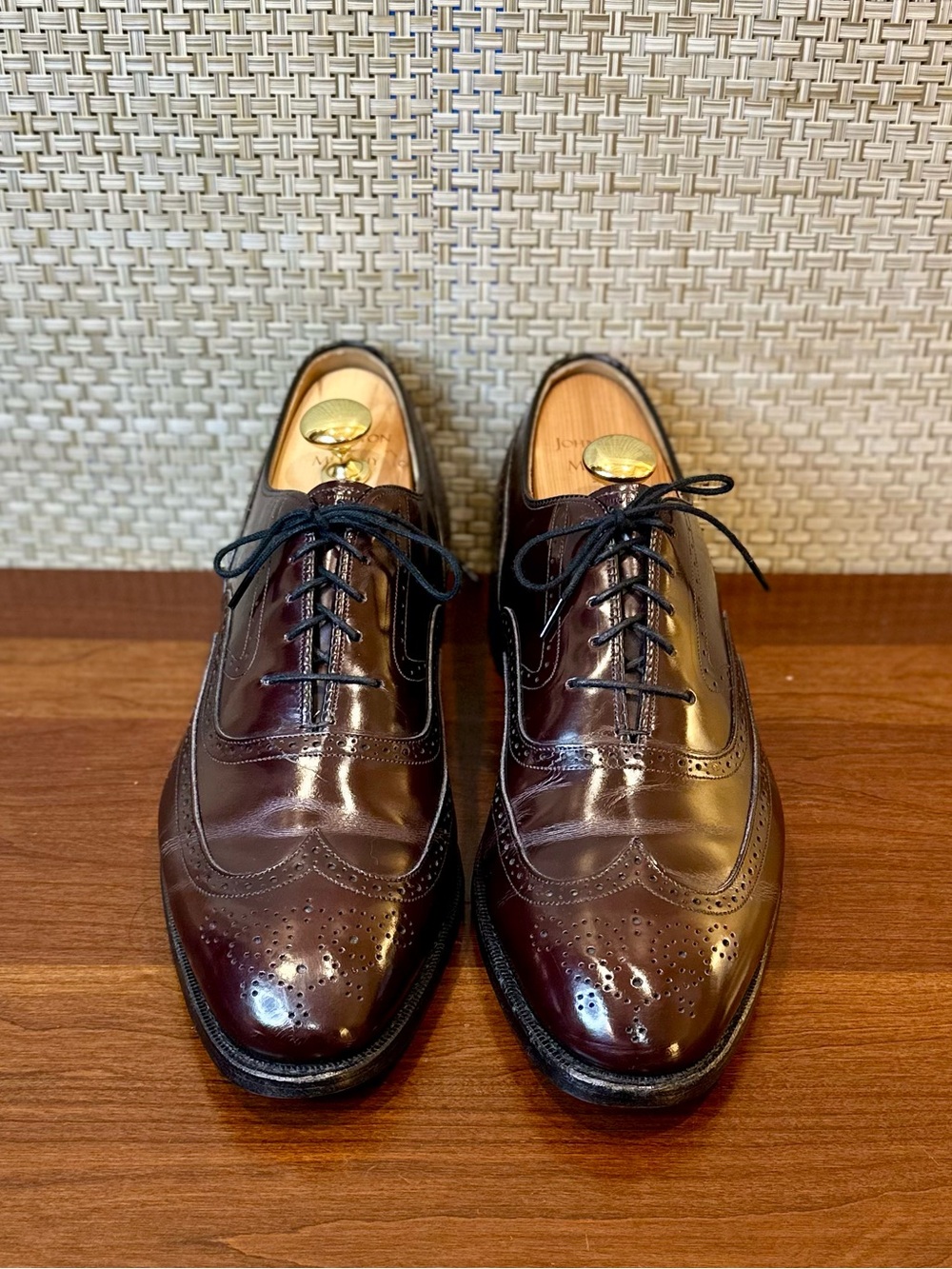 VTG 1980s-90s Johnston & Murphy Limited Burgundy Leather Wingtips Welted USA 11C